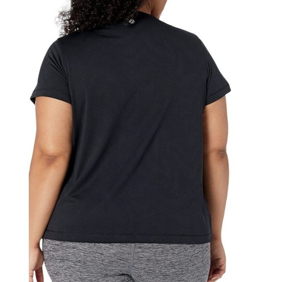 Women Top 1X Black Short Sleeves Jacquard Mesh - Picture 4 of 8